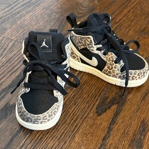 Nike air Jordan Kids Black and Leopard Sneakers